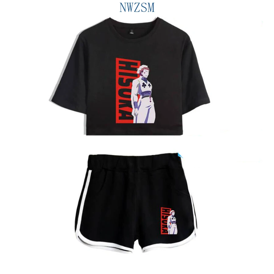 

Сексуальный комплект из двух предметов для женщин, аниме Hunter X Hunter HIsoka, комплект из 2 предметов, укороченный топ и шорты, спортивный костюм дл...