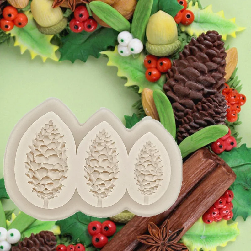 

3 Pine Cones Shape Silicone Mold Resin Kitchen Cake Baking Tool DIY Pastry Chocolate Fondant Moulds Dessert Lace Decoration