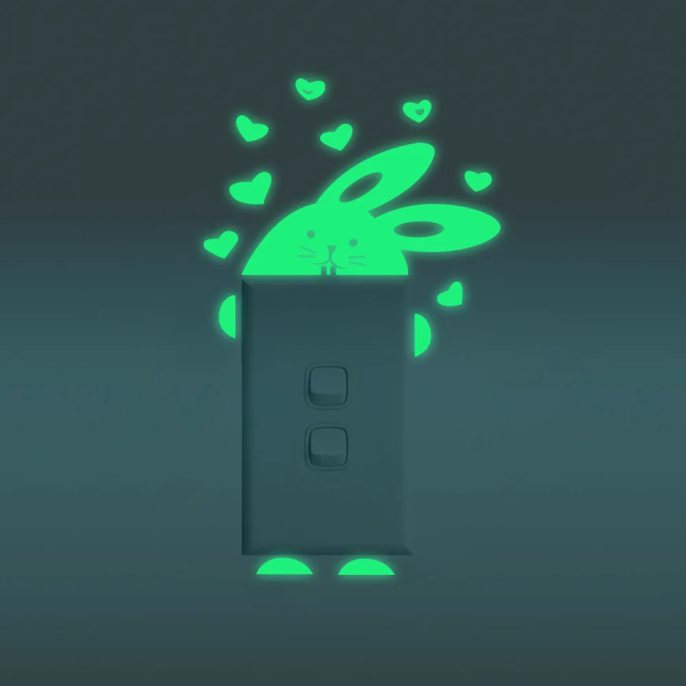 Флуоресцентная светящаяся Наклейка на стену с изображением кошки и рыбы