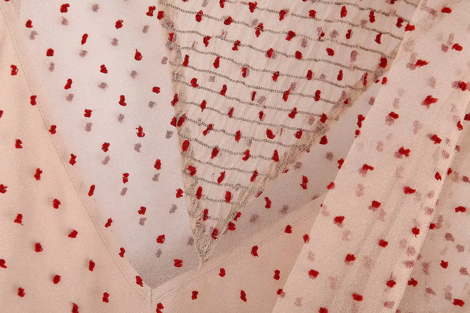 

[LDYRWQY] 2020 Europe and America Women's Summer New Bow Tie Bow Perspective Polka Dot Mesh Dress