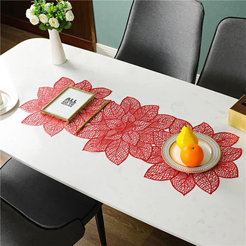 

Flower Hollow Placemat PVC Tableware Mat Antislip Table Decoration Mats Steak Plate Pad For Restaurant Kitchen Home Decor