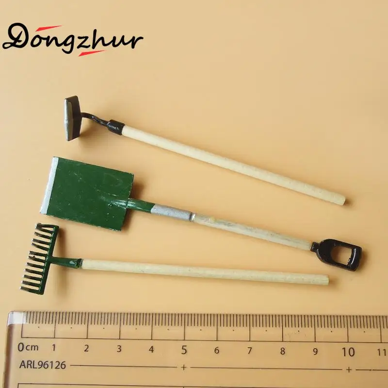 

3pcs/set Dollhouse Mini Gardening Tool Set 1:12 Miniature Furniture Shovel Gardening Dollhouse Shovel Rake Accessories Scen K4K6