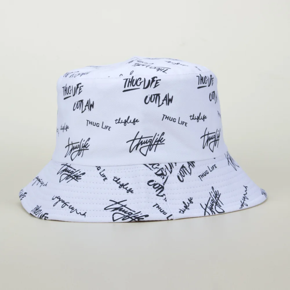 

Women English Letters Bucket Hat Reversible Sun Protection Double Side Cotton Cap Men's Panama Hat Fisherman Hats
