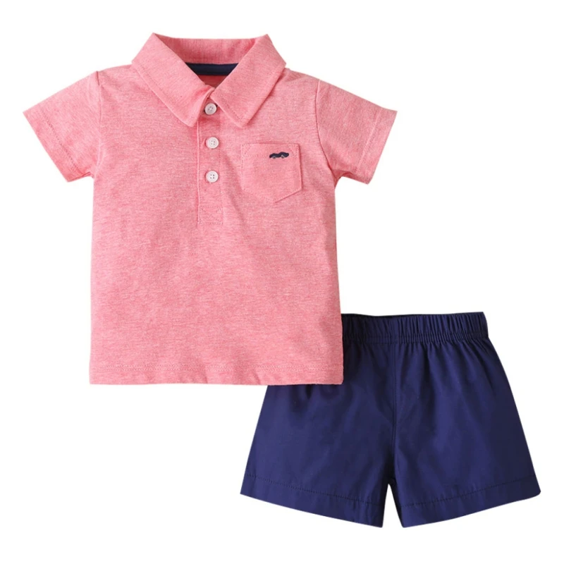 

Летний Повседневный Топ с отворотом для маленьких мальчиков в европейском и американском стиле с длинным рукавом + брюки