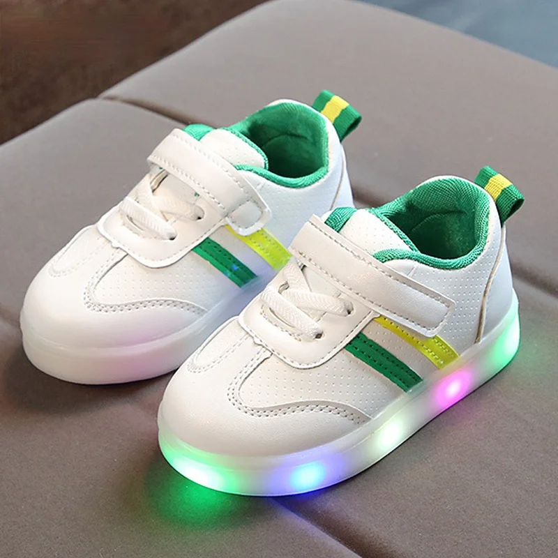 

Детские светящиеся кроссовки с липучками, модная обувь с подсветильник кой, s