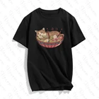 Японский кот Ramen футболка женская обувь из Кореи Kawaii Стиль Tumblr готика, Харадзюку в винтажном стиле Plu Размеры хлопковая одежда с короткими рукавами футболки, футболки для девочек
