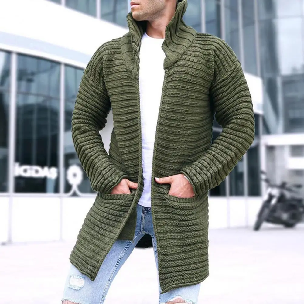 

Cardigan Sweater Lapel Ribbed Men Cardigan Sweater Knitted Cardigan Simple Knitted Cardigan for men fashion 2021