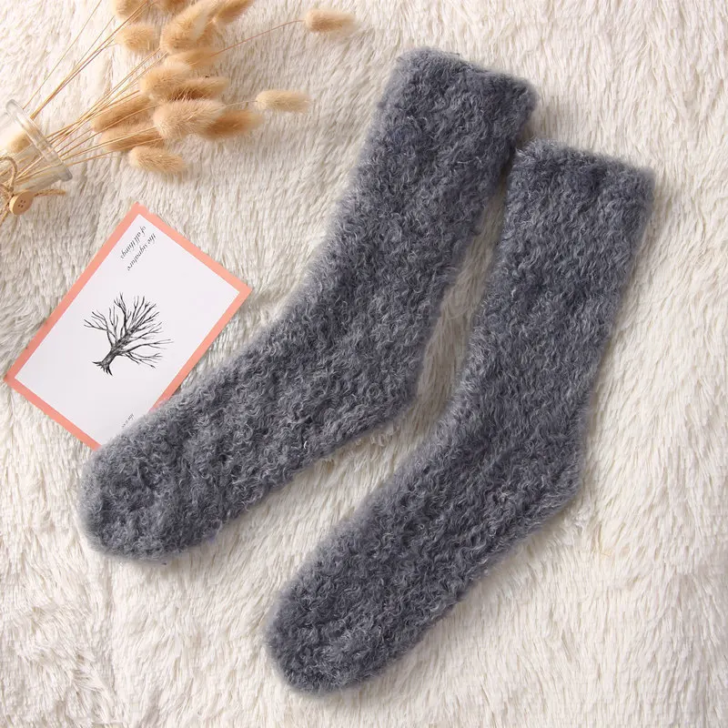 Dark grey SP& CITY, зимние однотонные женские носки с перьями, имитация норки, кашемировые носки для женщин, удобные, сохраняющие тепло носки - Цвет: Dark grey