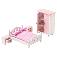 wooden dollhouse furniture set mini wooden furniture kit dollhouse furniture mini bedroom model toys for kid gifts