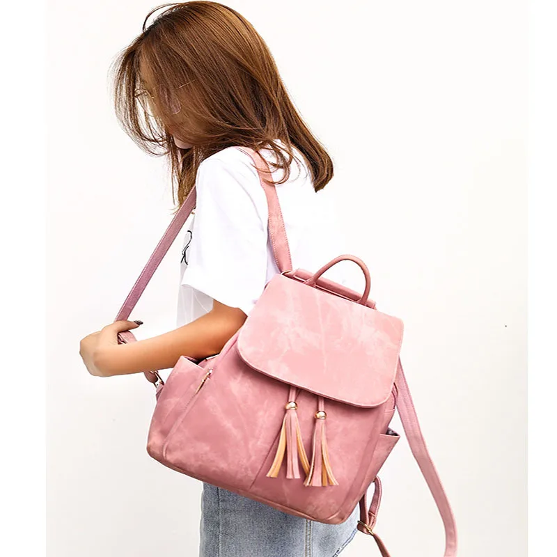 

2021 new fashion Korean female bag trend Su shoulder bag wild backpack PU outdoor Waterproof Large volume bags for women
