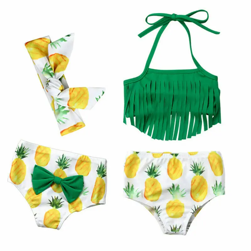 

3PCS Baby Girl Bikini Suit Swimwear Swimsuit Tassel Bathing Beachwear Swimming