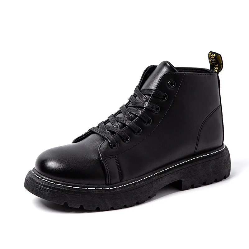 Ботинки мужские 2021 г. Зимние высокие кожаные ботинки на толстой подошве в