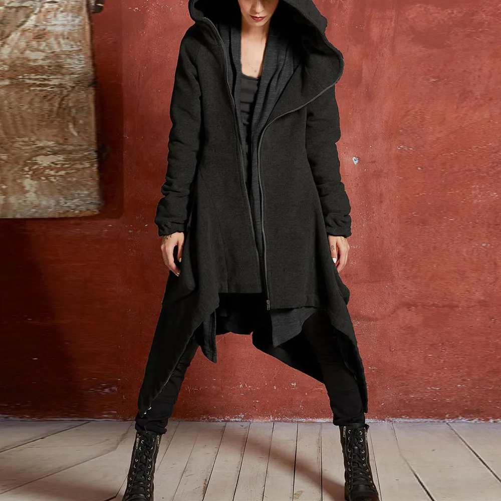 Куртка женская осенне-зимняя повседневная толстовка на молнии Асимметричная