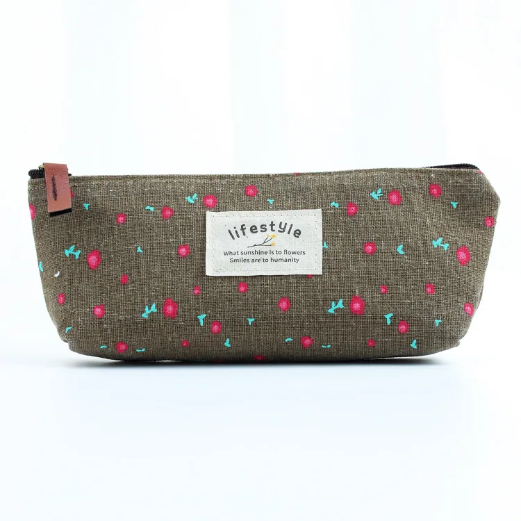 Милые кавайные холщовые пеналы на молнии с цветочным рисунком красивые тканевые