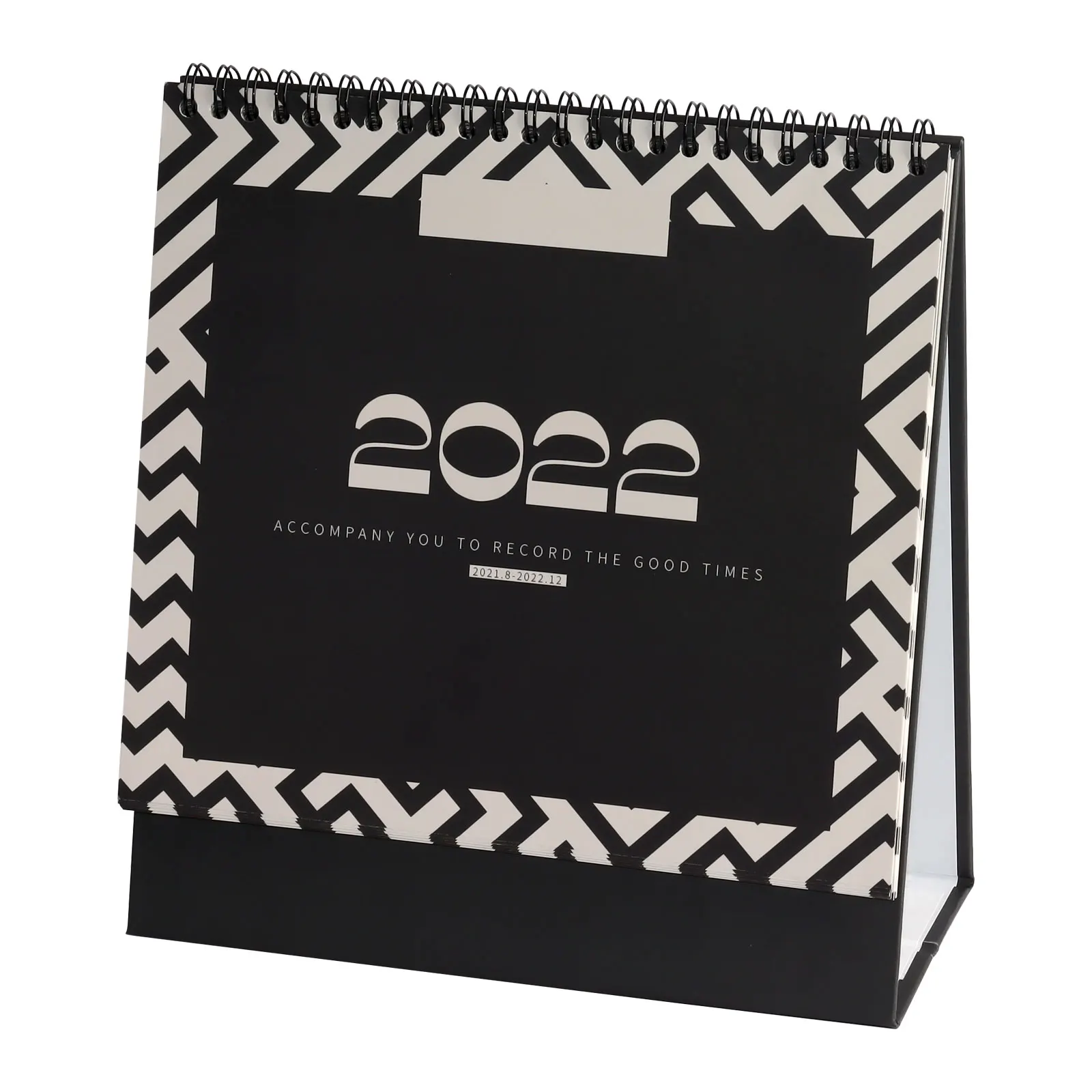 

2022 Black And White Striped Desk Calendar Metal Double Coil 360° Page Turning Practical Plan Schedule Desk Calendar
