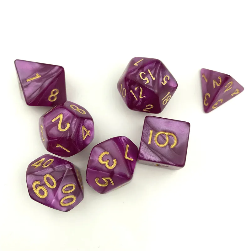 7 шт./компл. кости D4-D20 многосторонний игральные кости 9 видов цветов Настольный полиэдральный набор акриловых Пластик детский набор игрушек