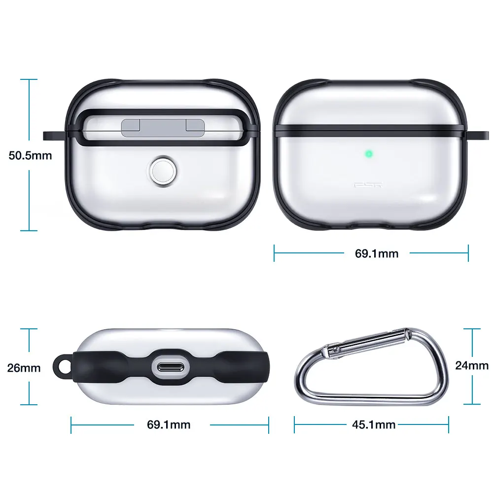 Защитный чехол ESR для AirPods Pro прозрачный наушников 3 роскошный черный