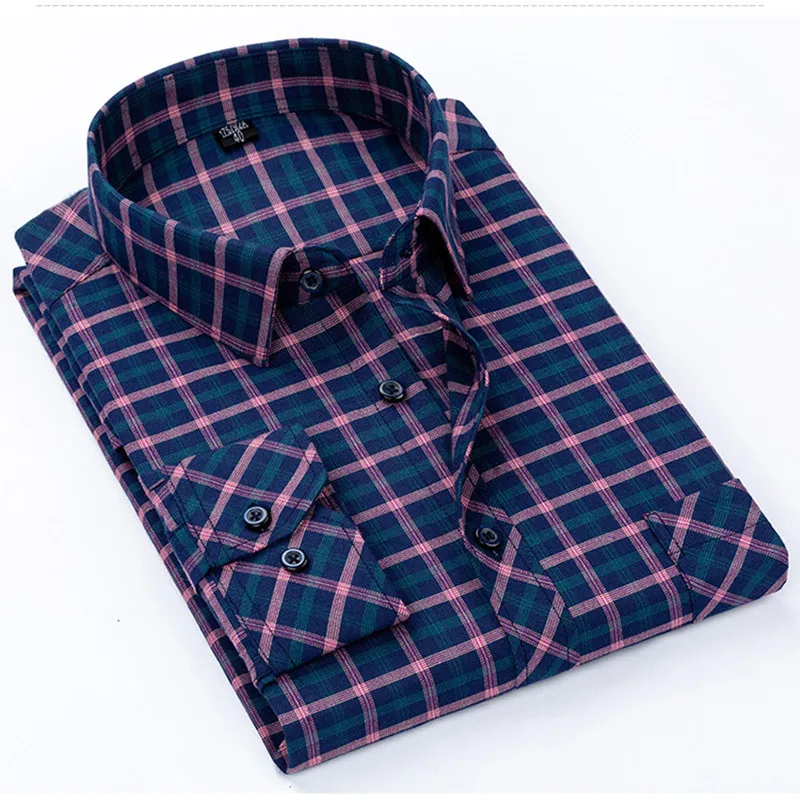 VISADA JAUNA Мужская Повседневная деловая рубашка в клетку с длинным рукавом