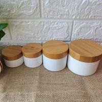 natural bamboo lids white bamboo jars 100g 150g 250g 50g plastic pp bottles cosmetic packaging body cream jars