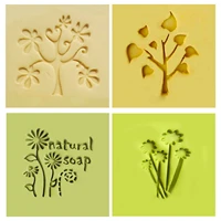 flower tree leaf plants pattern stamp home cleaning seal acrylic transparent imprint soap stamp for handmade making chapter