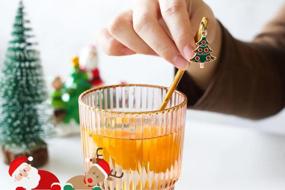 christmas tree Красивый топ! Санта Клаус Рождественский Снеговик Кофе ложка, вилка для фруктов помешивая ложкой Чай ложка Чай столовая ложка, 304 Нержавеющая сталь - Цвет: christmas tree