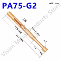100 pcs pa75 g2 brass spring test probe durable brass test probe length 16 5mm household convenient gold plated test tool
