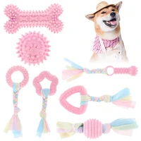 7pcs dog chew toys rubber interactive puppies teething chewing toy set with ball cotton ropes teeth cleaning dog supplies