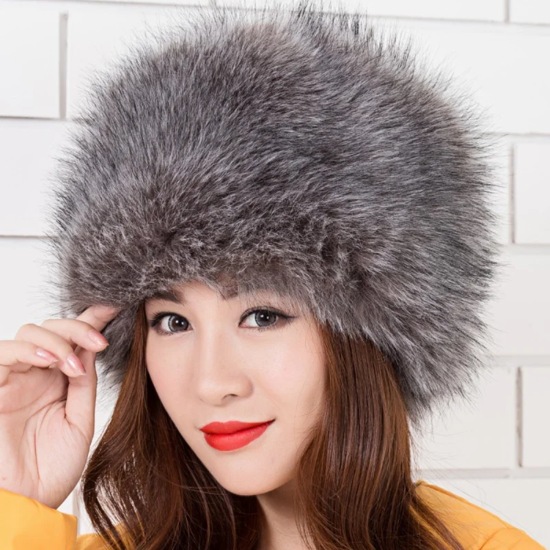

X4001 зимние шапки с перекрестным мехом, модные теплые шапки для взрослых из искусственного лисьего меха, женские теплые шапки