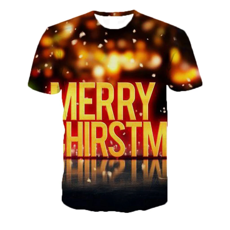 Рождественская футболка с 3d принтом забавные мужские и женские прямые тонкие