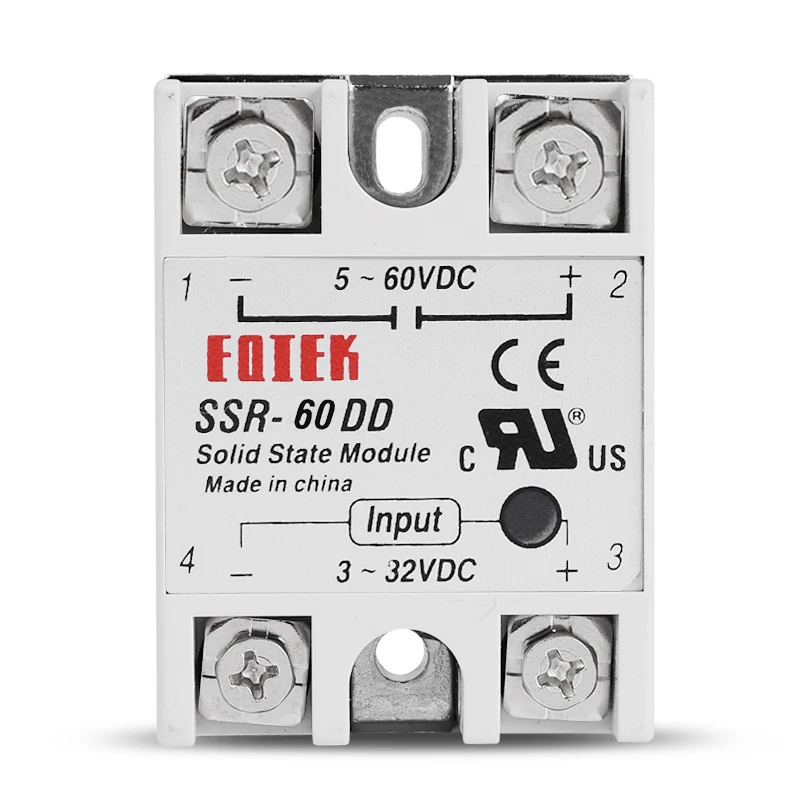 Твердотельное модульное реле DC-DC Однофазное SSR 60A 80A 100A ток 3-32V 5V 12V DC to 5-60V нагрузка