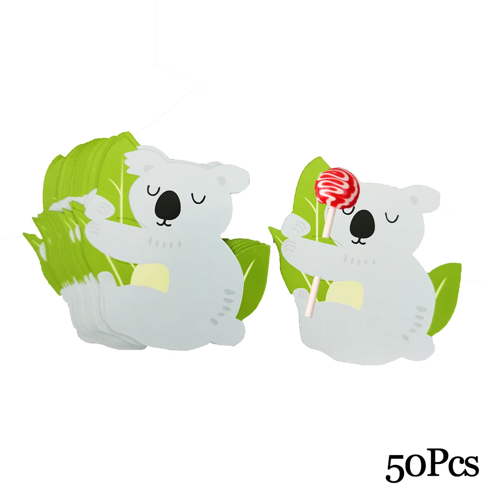 50Pcs Koala Держатель для леденцов, бумажные карты для конфет, леденец, украшение, карта с мультяшным принтом, на Хэллоуин, Рождество, день рождения, конфета, аксессуары - Цвет: 50Pcs Koala