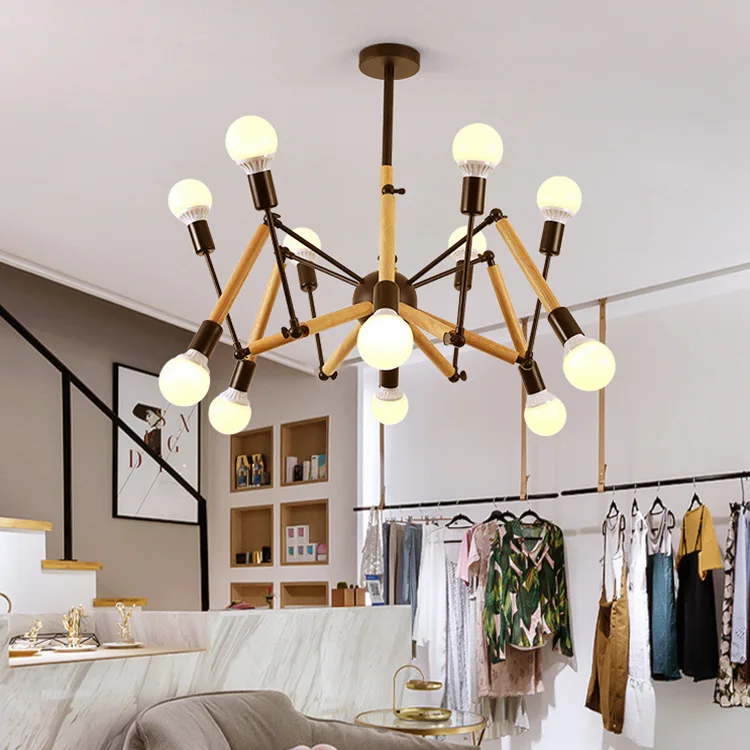 Скандинавская современная деревянная люстра в стиле постмодерн Регулируемая