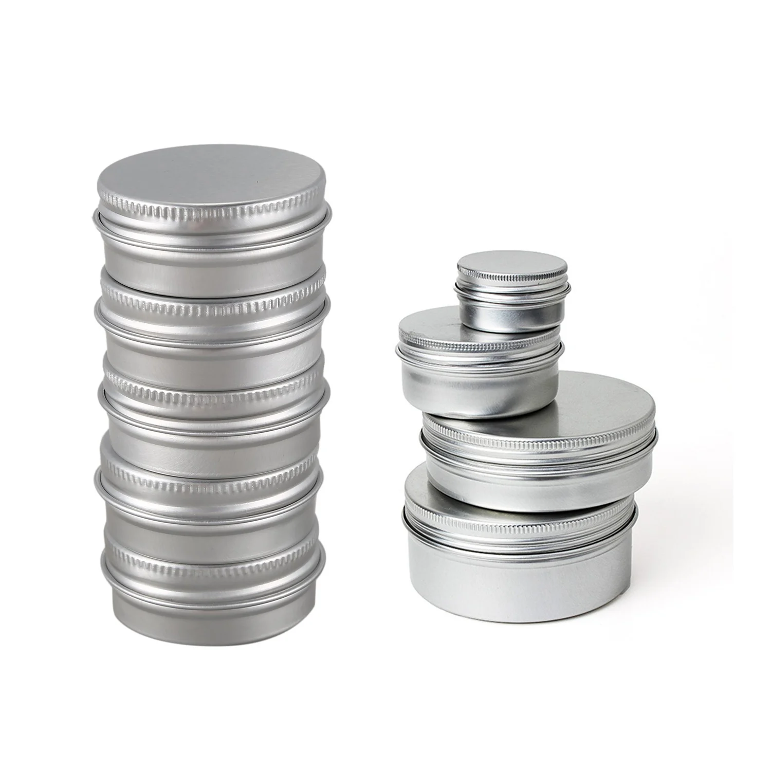 

70 Pcs Empty Cosmetics Pot Lip Balm Aluminum Jar Container Screw Cap, 50 Pcs 15Ml & 20 Pcs 50Ml