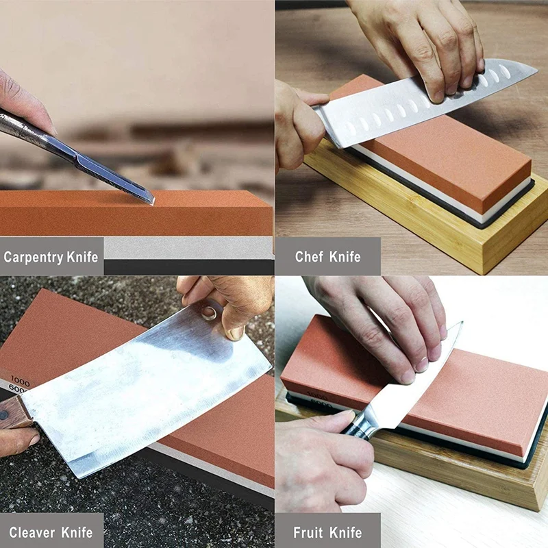 

Double-Sided Whetstone 1000/6000 Grit Whetstone Kit Outside / Home Kitchen Whetstone with Base