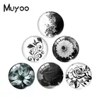 Новинка 2019, черно-белый цветок, фото, цвет женский, искусство, круглые Кабошоны, фотоукрашения ручной работы