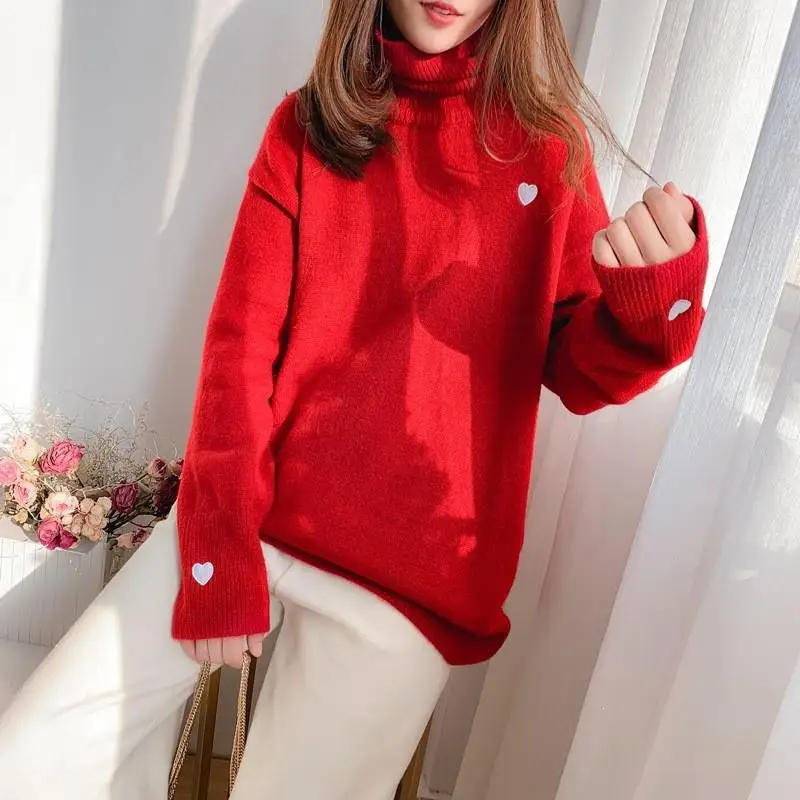 2019 пуловер с высоким воротом женский зимний свитер Корейская повседневная