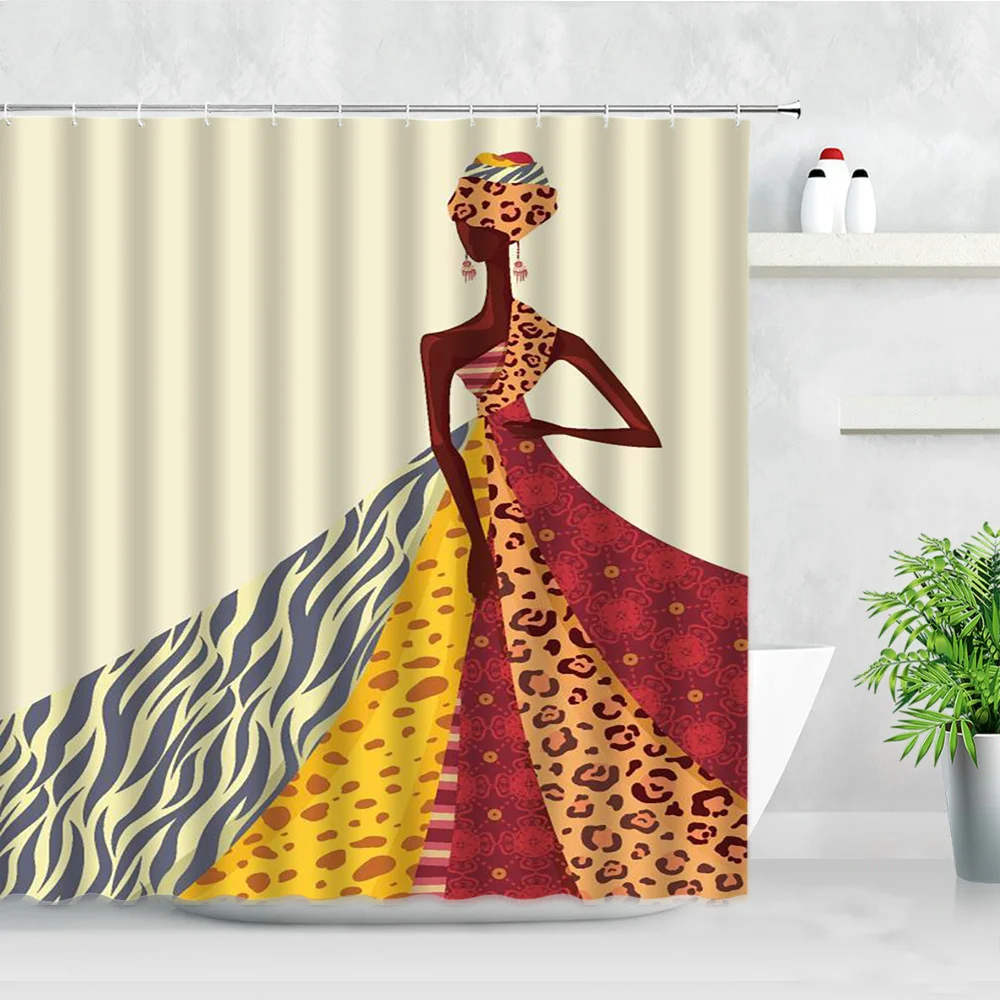 

Retro Shower Curtains Ancient Egyptian History Culture Mural Pattern African Woman Modern Decor Waterproof Bathroom Curtain Sets