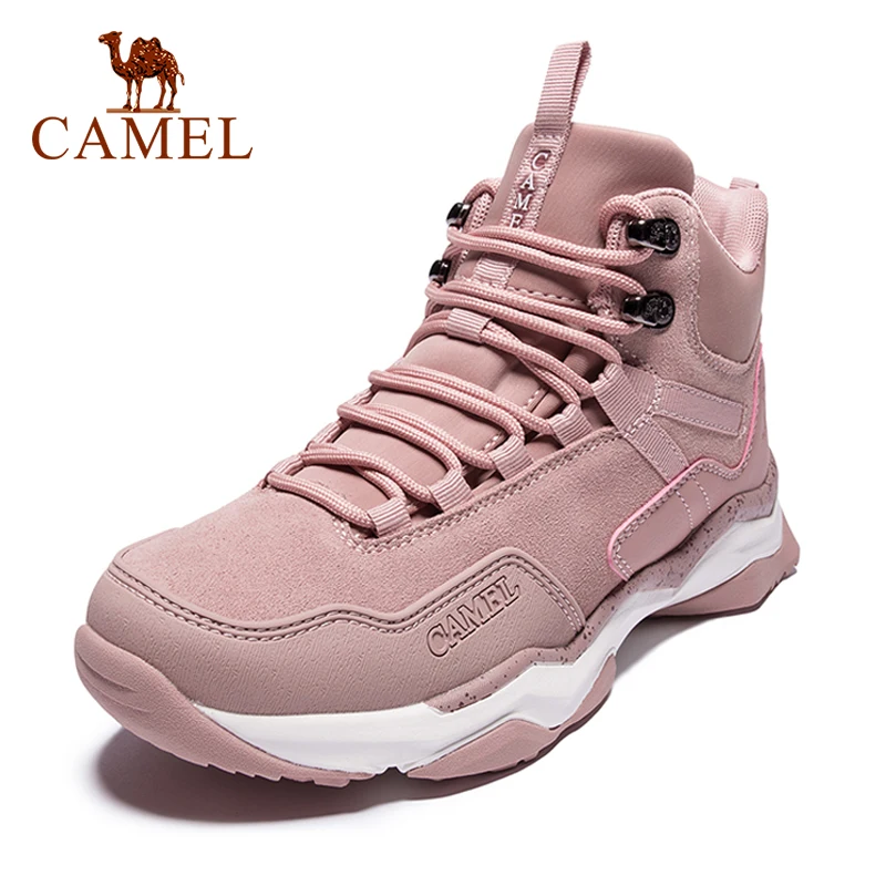CAMEL Women Men High Top Mountain Climbing Boots Outdoor Non-slip Hiking Shoe Couple Trekking Shoes Winter Warm Plush Snow Boots