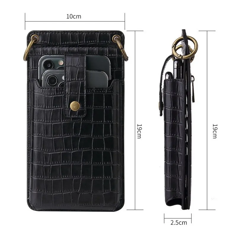 

New Mobile Phone Mini Bags Small Clutches Shoulder Bag Crocodile Leather Women Handbag Black Clutch Purse Handbag Flap Wallets
