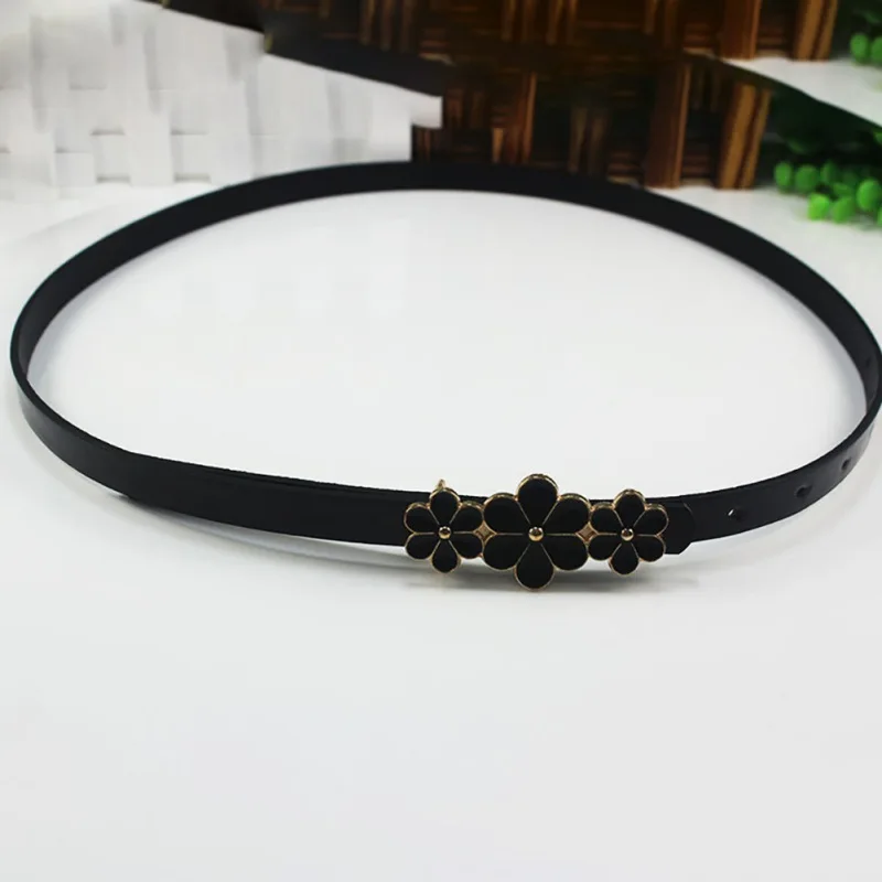 

Women's Flower Plate Buckle High Elastic PU Fabric Belt Dress Gold Leaf Metal Buckle Fashion Casual Novelty Wild Elastic Solid C