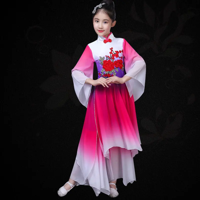 Детские hanfu классические yangko танцевальные костюмы для девочек элегантные