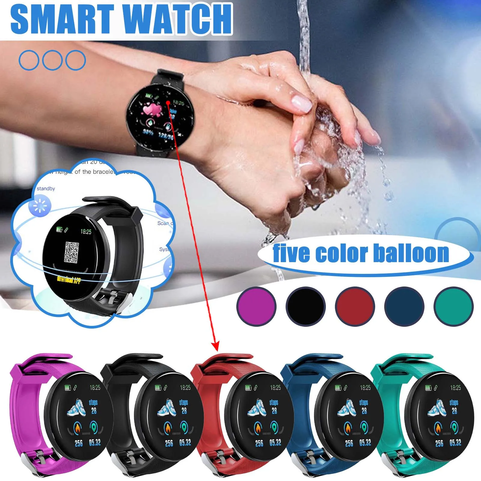 

Reloj D18 Smart Watch Men Blood Pressure Smartwatch Women Sports Waterproof Tracker Pedometer Electron Watches For Android IOS