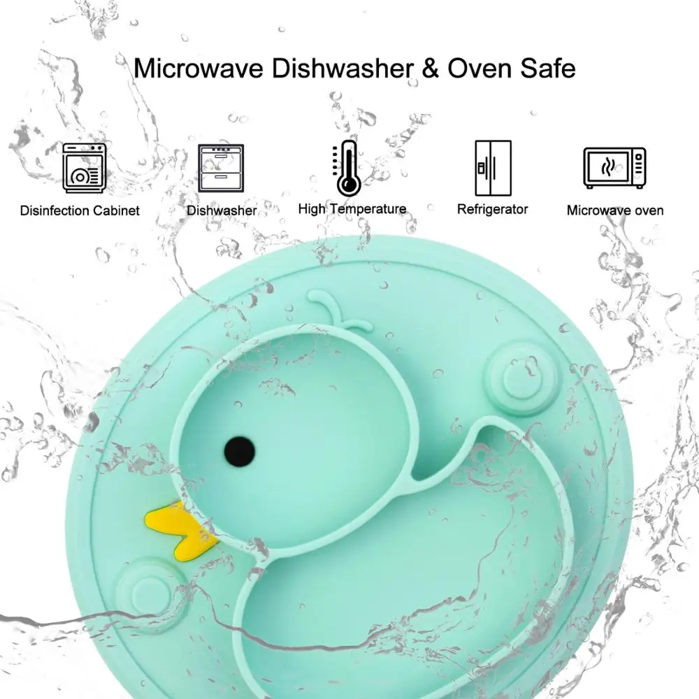 

Qshare Baby Duck Dishes Silicone Plate Suction Tray Antislip Mini Mat Toddler Placemat Kids Food Feeding Bowl