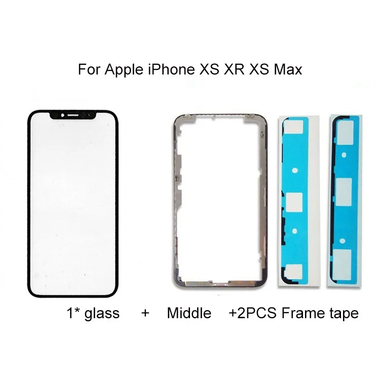 1 комплект черное стекло + средняя рамка для Apple iPhone XS XR Max переднее сенсорный экран