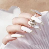 1 pcs crystal heart nail art decorations for diy manicure 2021 fashion nails jewelry with pearl for women