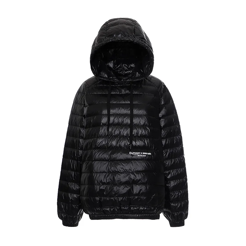 

White Duck Down Jacket 2021 Letter Printing Lightweight Down Jacket Short Winter Pullover Hooded Jacket