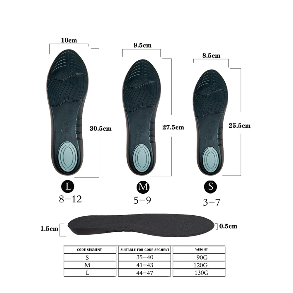 

1Pair Sweatproof Shoe-pad PU High Elasticity Pad Sweat Absorption Breathable Sport Insole For Man Decompression Deodorant Insole
