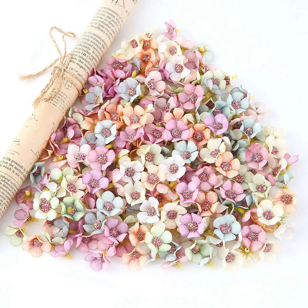 

50/100pcs2.5cmmini Daisy Flower Silk Artificial Flower Head For Wedding Home Party Decoration Diy Craft Wreath Gift Scrapbooking