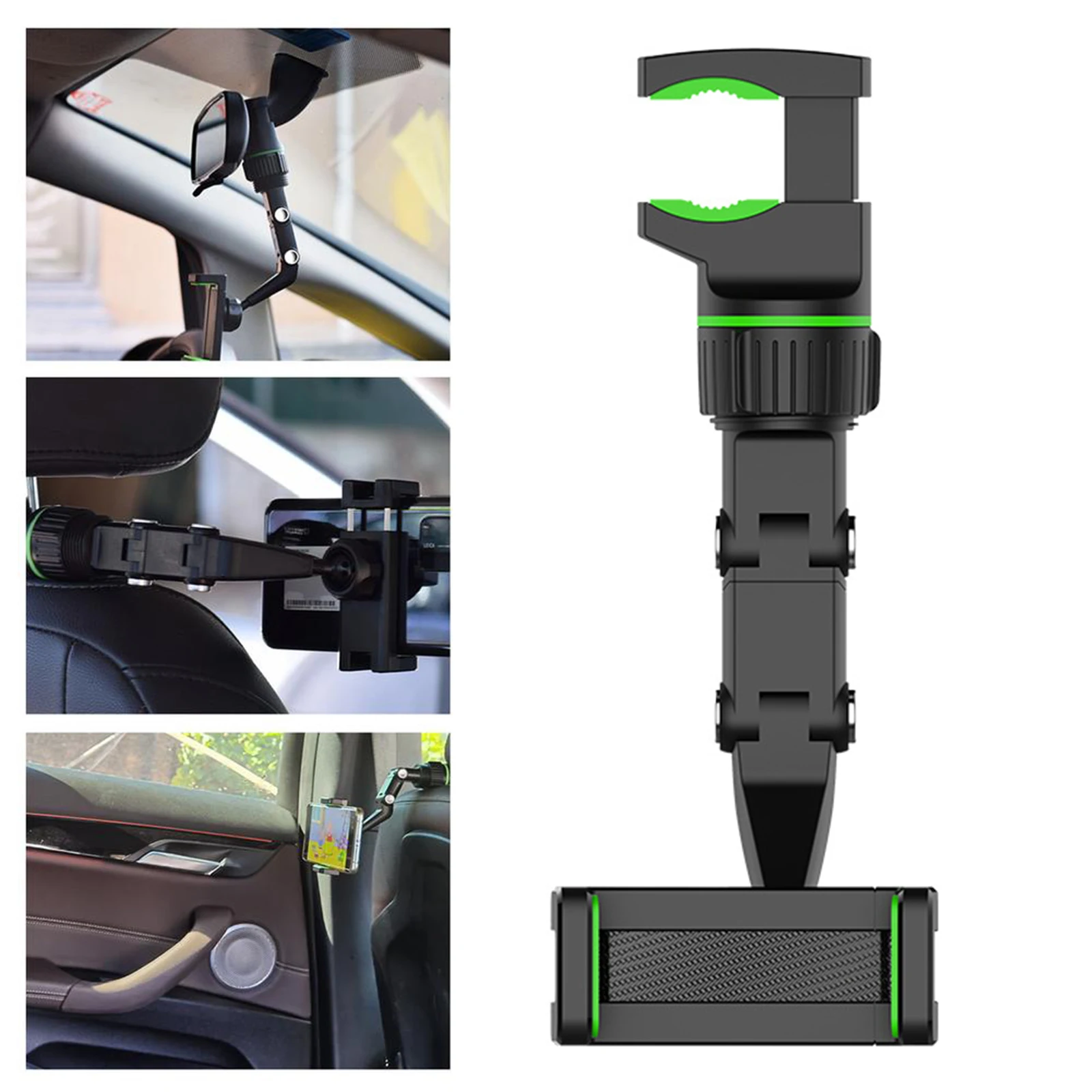 

Car Phone Holder Multifunctional 360 Degree Rotatable Auto Rearview Mirror Seat Hanging Clip Bracket Cell Phone Holder for Car