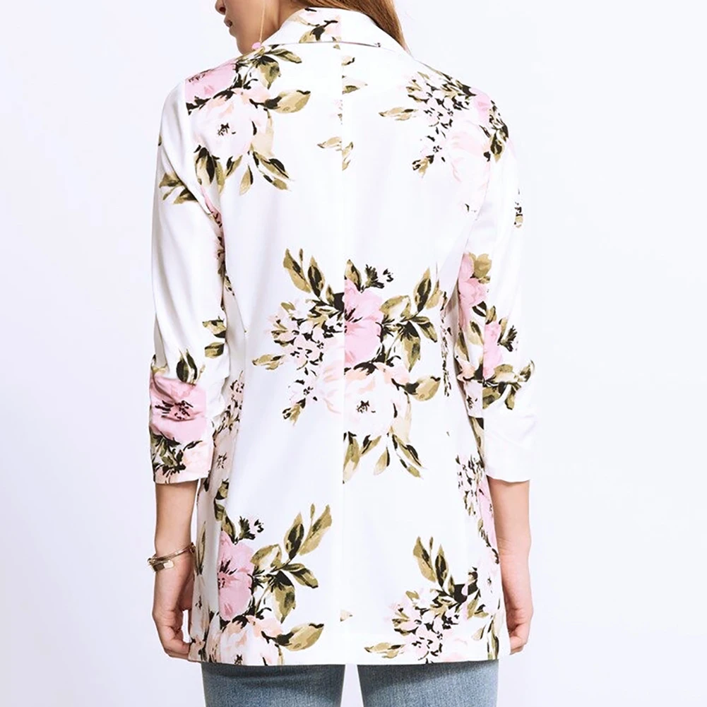 Женский блейзер с длинным рукавом элегантный белый кардиган цветочным принтом